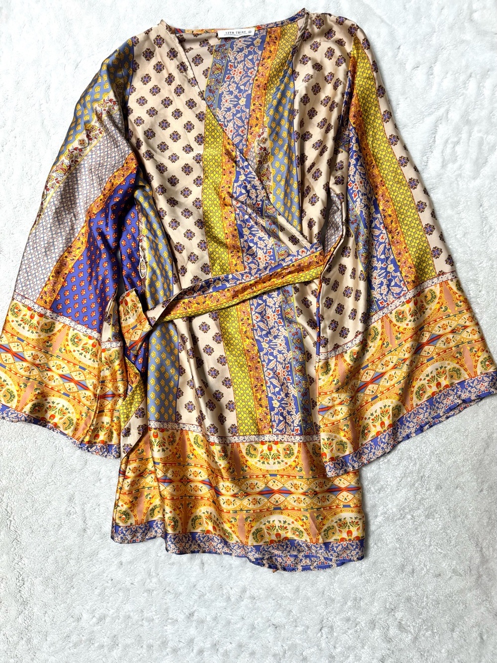 NWOT- 12th TRIBE Gold Standard Multicolored Kimono Dress - Picture 5 of 13
